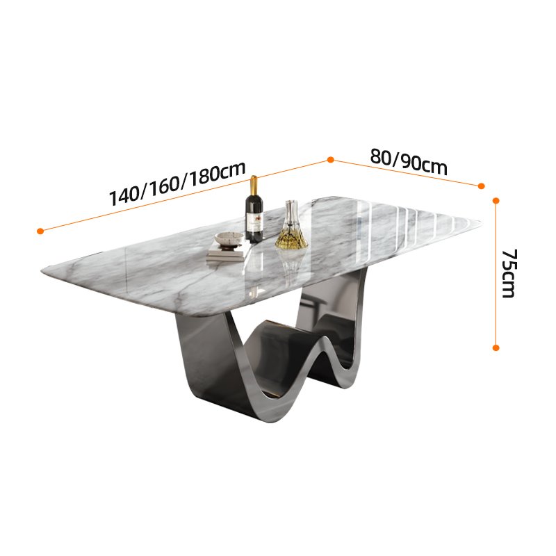Customize Modern Luxury Dining Table With Marble Top Sintered Stone Stainless Steel Base Dining Table for Dining Room Concrete