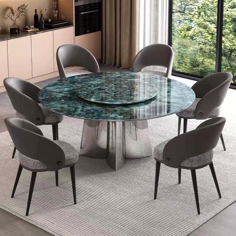 Modern luxury marble round dining table room set with rotating centre for 6 8 10 chairs dinning tables sets chair furniture home