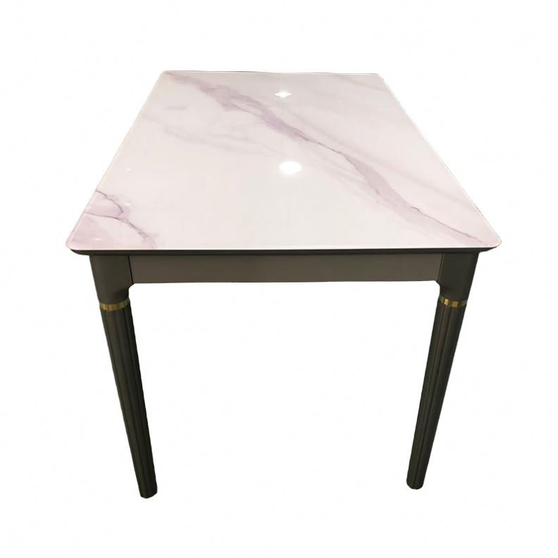 European Italian Style Metal Frame Marble Table Top Sintered Stone Dining Table Set With Decoration Legs
