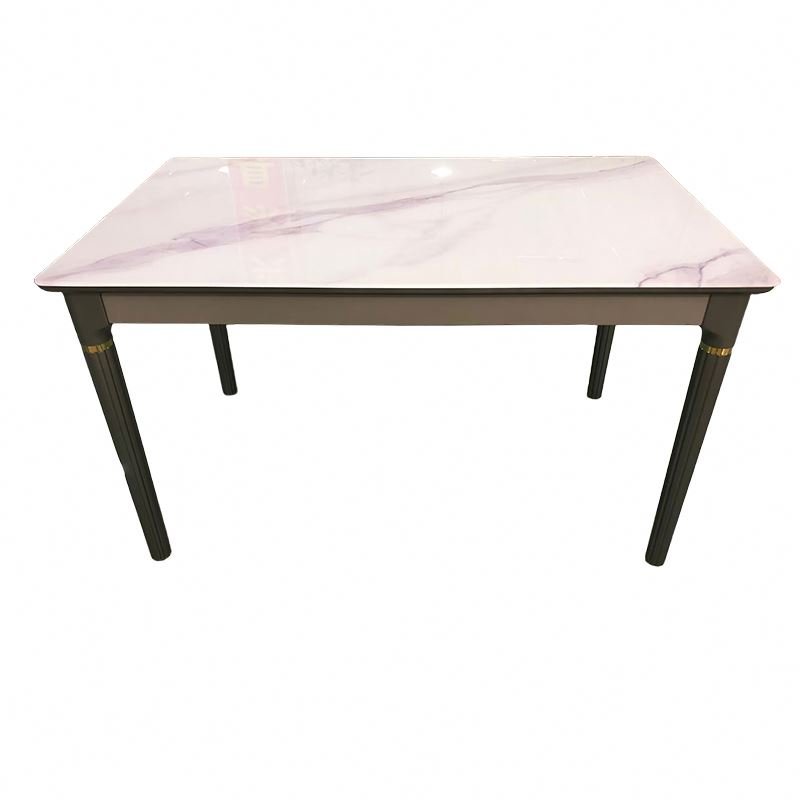 European Italian Style Metal Frame Marble Table Top Sintered Stone Dining Table Set With Decoration Legs