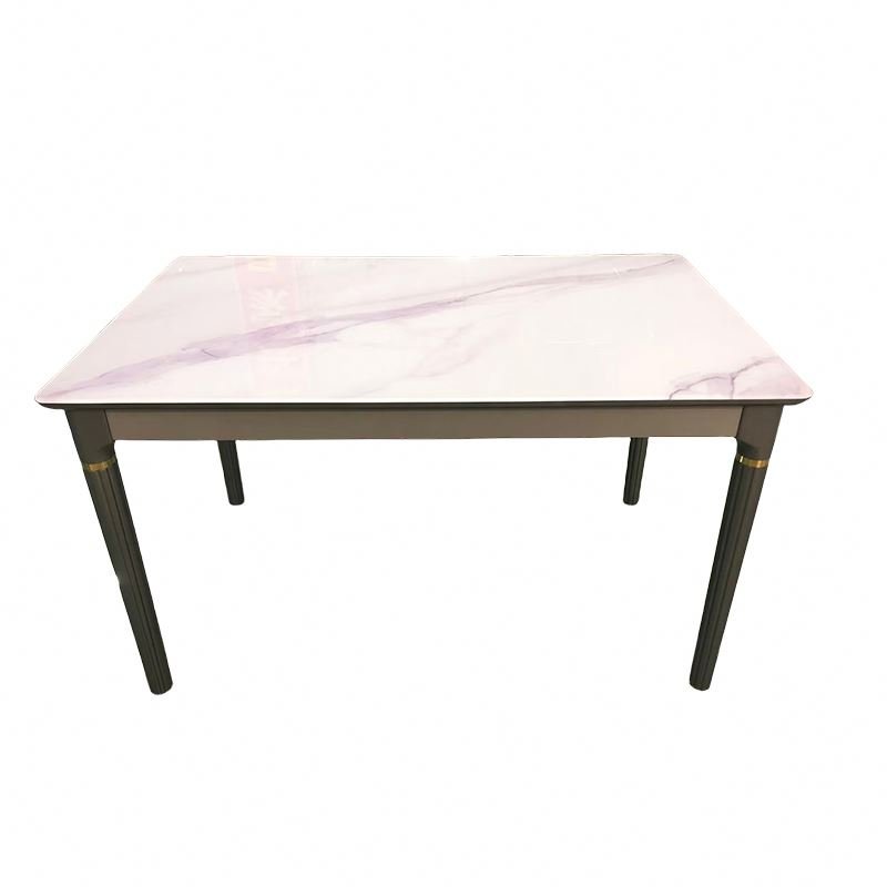 European Italian Style Metal Frame Marble Table Top Sintered Stone Dining Table Set With Decoration Legs