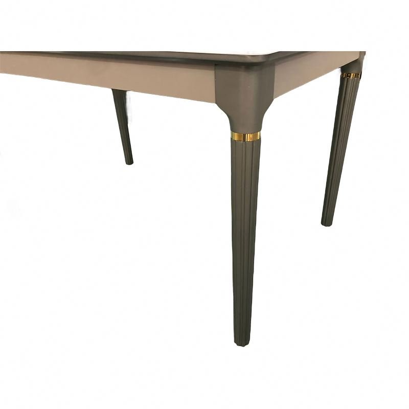 European Italian Style Metal Frame Marble Table Top Sintered Stone Dining Table Set With Decoration Legs