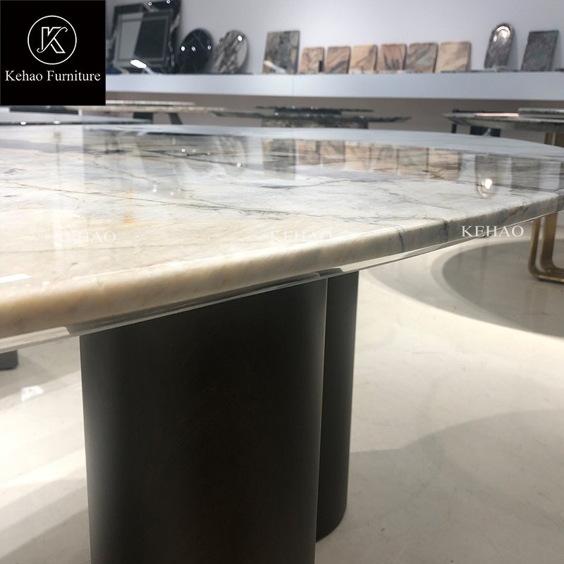 Italian Luxury Design Durable Oval Marble Set 4 6 Seater Table Set Dining Room Furniture Oval Dining Table