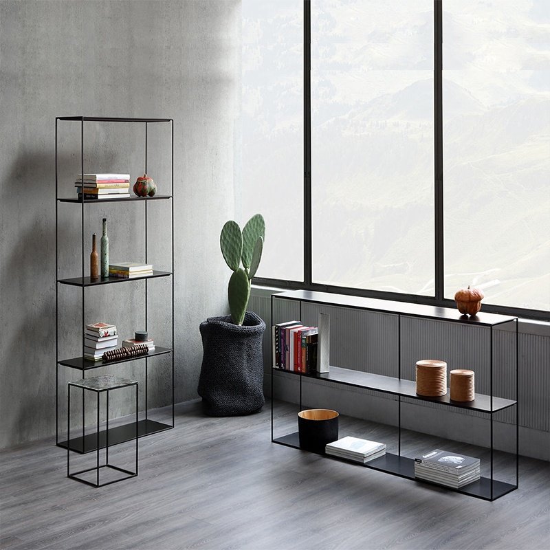 Kinno Northern Europe modern entrance iron art shelving table bookshelf multi-layer storage model house display rack