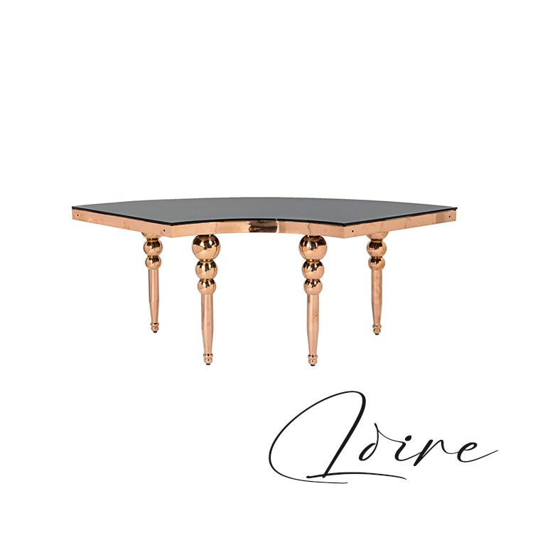 Modern Half Moon Shaped MDF Top Stainless Steel Nesting Base for Dining Outdoor Hotel Banquet Hall Wedding Dinner Table Set