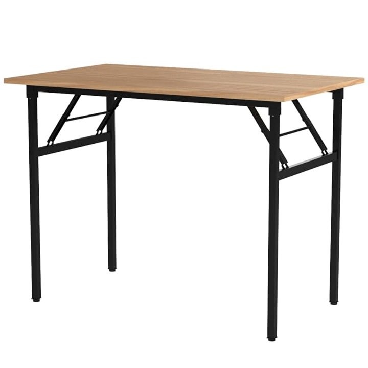 Modern Design Brown Folding Computer Desk Space Saving Multifunction Folding Table For Study Bedroom Dining Room Kitchen Office