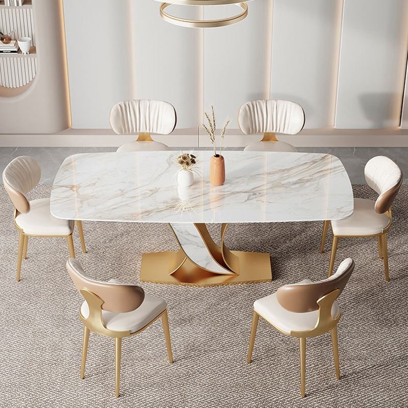 High-end Italian light luxury rectangular living room rock plate table modern simple home size dining table and chair