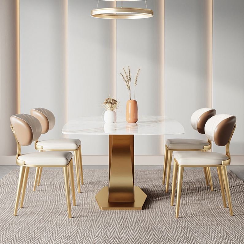 High-end Italian light luxury rectangular living room rock plate table modern simple home size dining table and chair