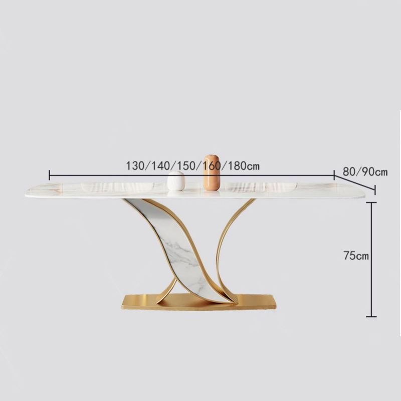 High-end Italian light luxury rectangular living room rock plate table modern simple home size dining table and chair