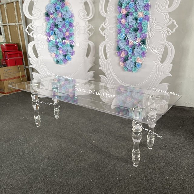Wedding furniture 4 legs event clear acrylic kid's wedding dining tables settings