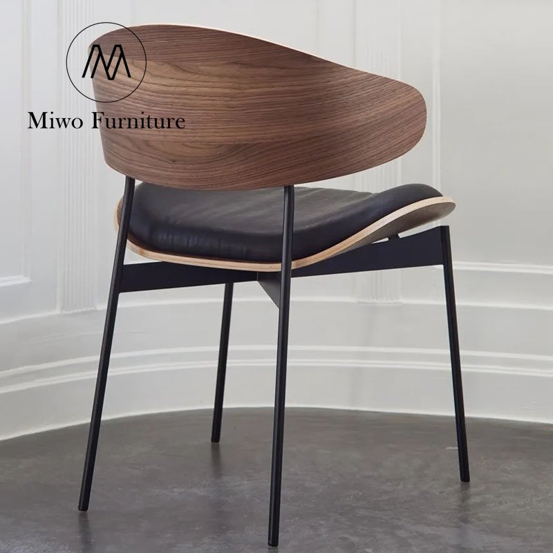 Leather Luxury Design Dining Chair Table Set 4 Leather Chairs Modern Restaurant Black Home Furniture Grey Customizable Colors