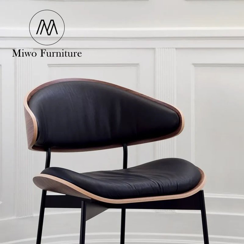 Leather Luxury Design Dining Chair Table Set 4 Leather Chairs Modern Restaurant Black Home Furniture Grey Customizable Colors