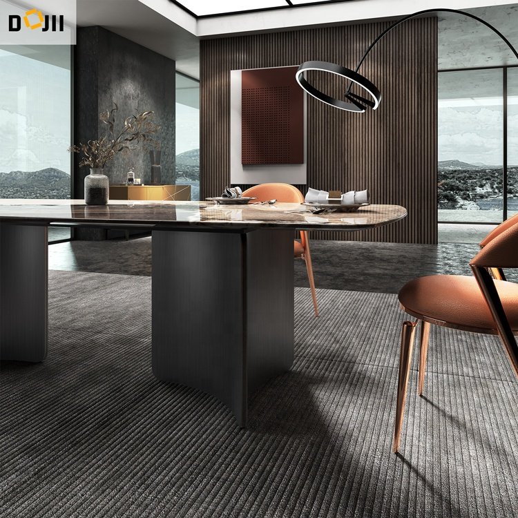 Luxury Modern Home & Hotel Lobby Furniture Marble Stone Dining Table With Irregular Shape Metal Material