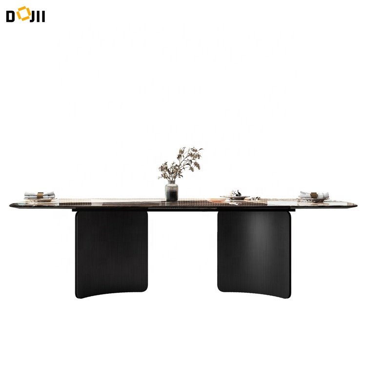 Luxury Modern Home & Hotel Lobby Furniture Marble Stone Dining Table With Irregular Shape Metal Material