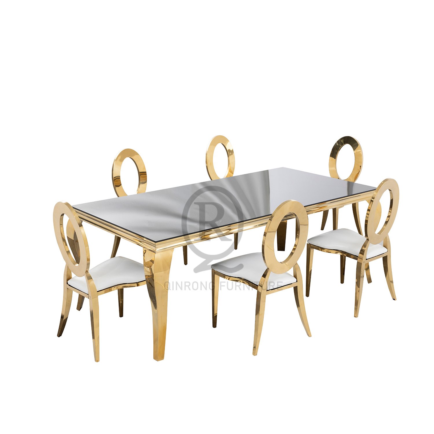 New Design hotel gold stainless steel wedding rectangle table party dining for event