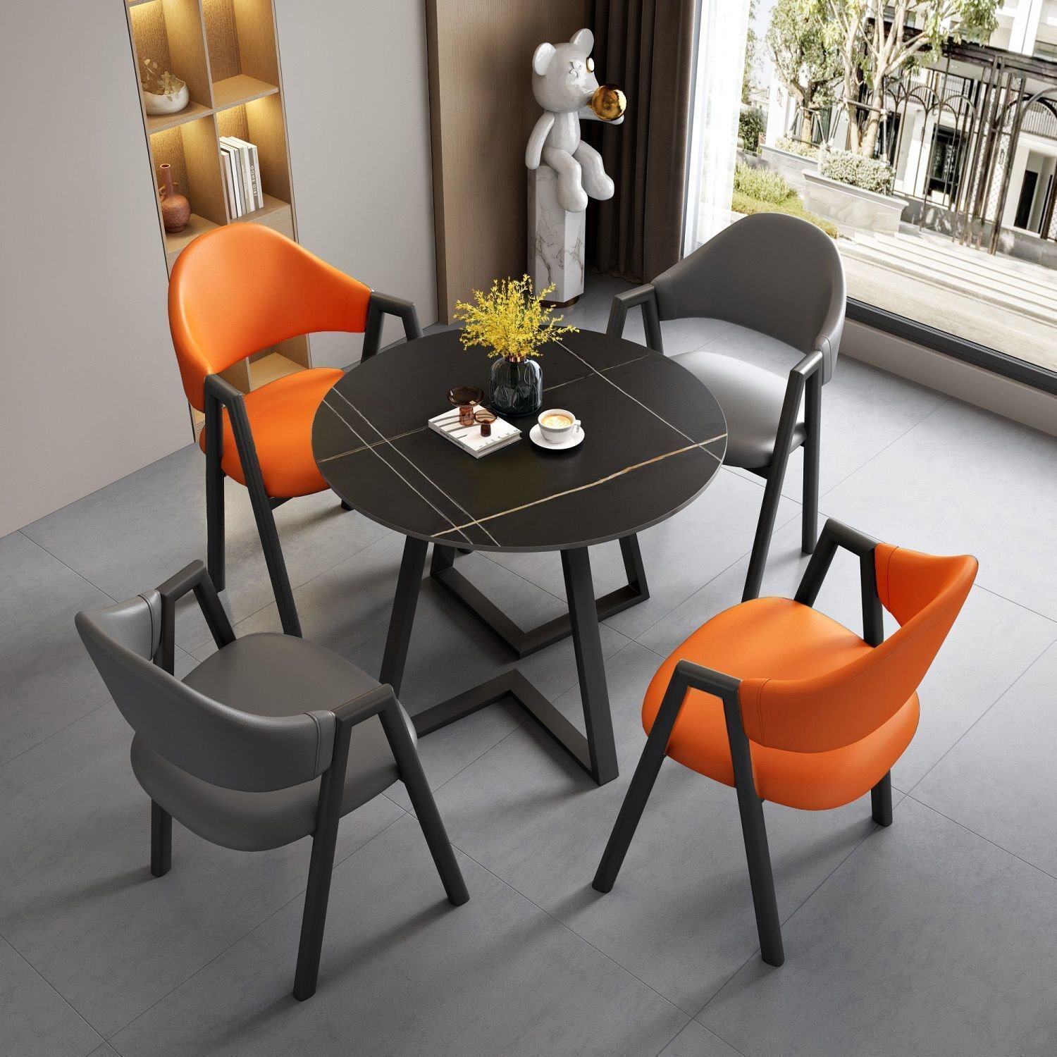 High quality small modern wood dining table sets sintered stone 6 chairs hotel marble dining table and chairs set for hotel
