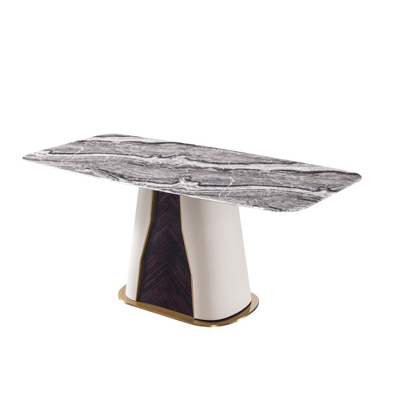 DAMOO Terrific Value Dining Room Furniture White And Black Modern Dining Table Sets 6 Chairs Luxury Marble Dining Table