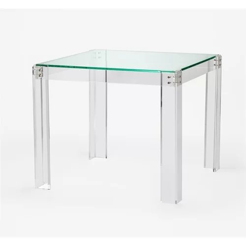 Modern Glass Top Kitchen Table Square Dining Table with Acrylic Legs Clear Acrylic Home Furniture Luxury Modern Dining Room Sets