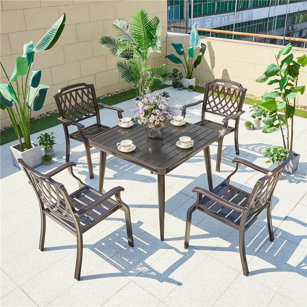 Leisure garden aluminum plastic wood table set Aluminum Light Tables Home outdoor Furniture patio Luxury Dressing Coffee Table