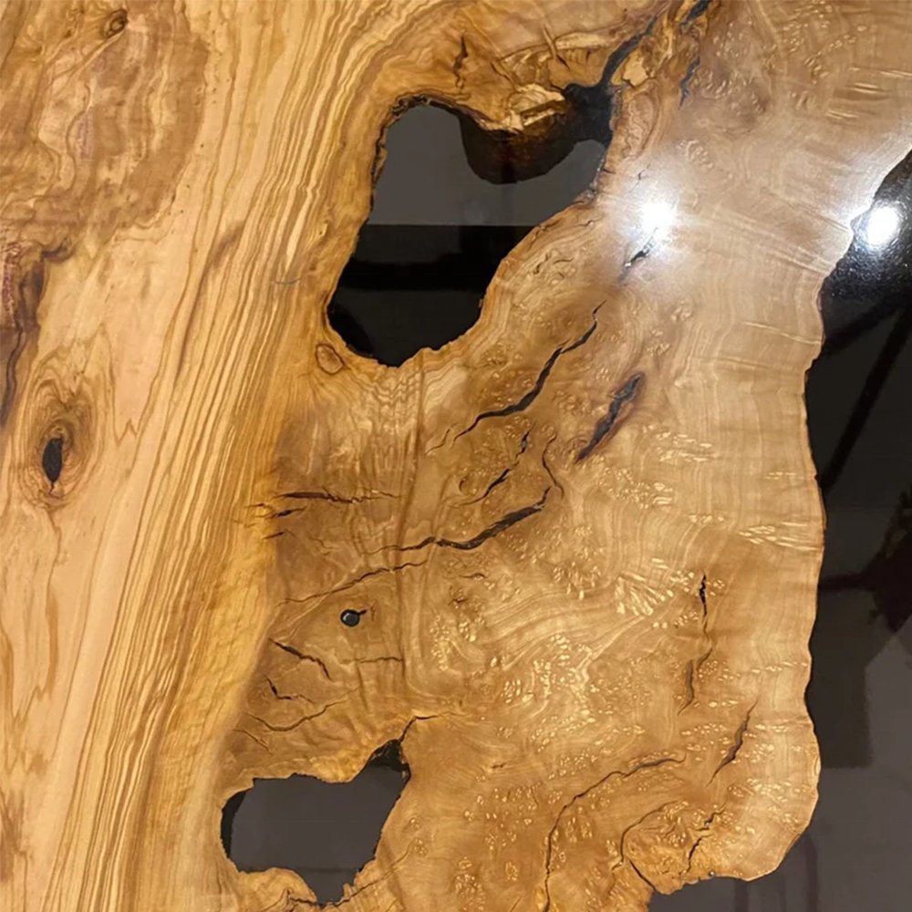 Black Transparent Epoxy River Coffee Table Solid Wood Resin River Dining Table
