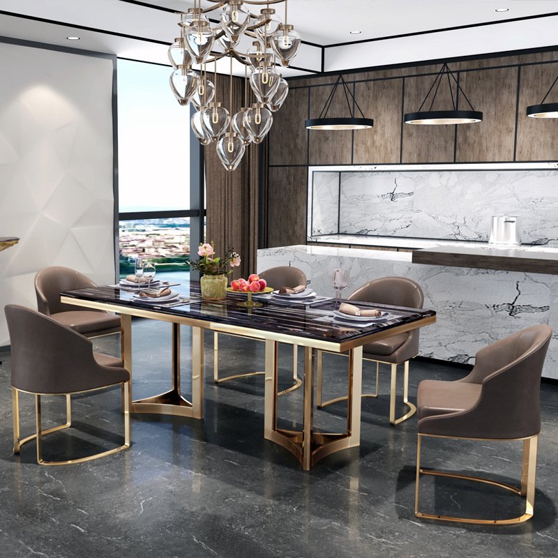 Italian Minimalist Modern Restaurant Nordic Marble Top 4-6 seater Dining Table Set dining table