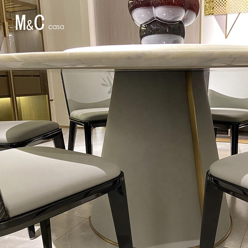 Restaurant furniture luxury round dining table restaurant furniture A table and six chairs Marble round dining table