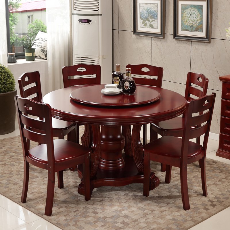 Solid Wood Dining Room Indoor Restaurant Furniture Round Dining Table