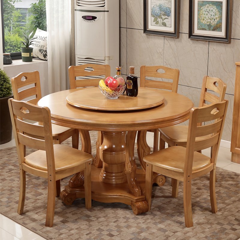 Solid Wood Dining Room Indoor Restaurant Furniture Round Dining Table