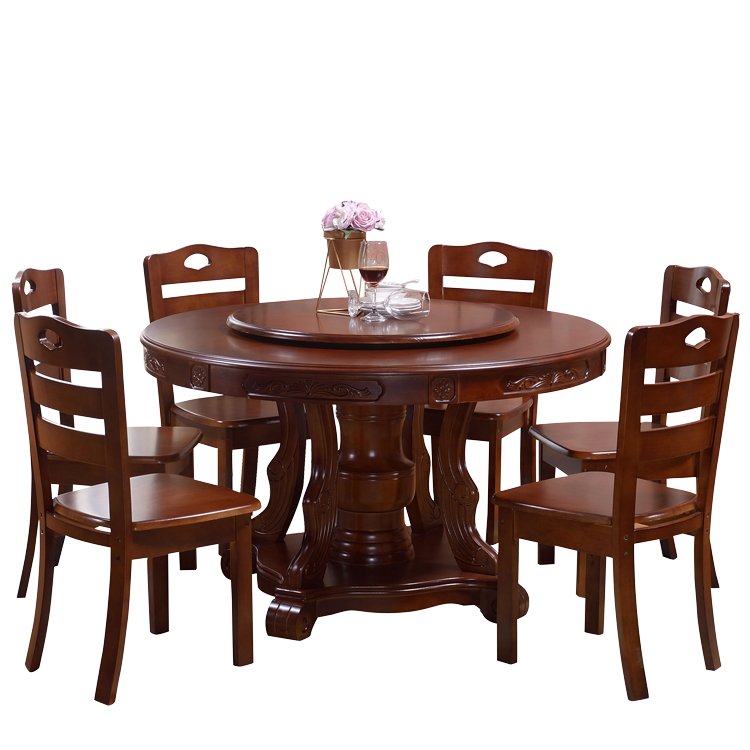 Solid Wood Dining Room Indoor Restaurant Furniture Round Dining Table