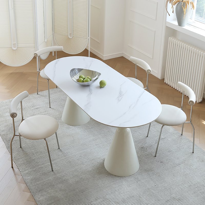 Custom Modern Nordic Luxury Sintered Stone Oval Dining Table Set 6-10 Seater Chair for Restaurant for Living Room Use