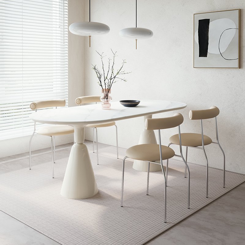 Custom Modern Nordic Luxury Sintered Stone Oval Dining Table Set 6-10 Seater Chair for Restaurant for Living Room Use