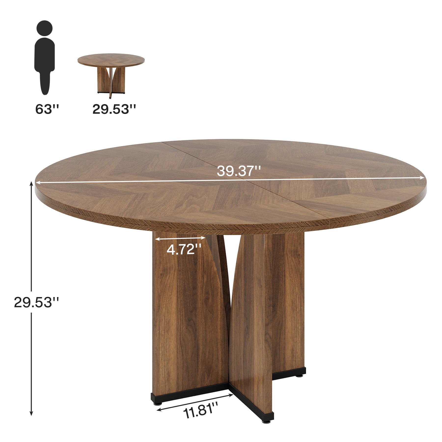Tribesigns Round Dining Table Wood Kitchen Table for Dining Room Living Room, 39.37" Dining Table for 4 People