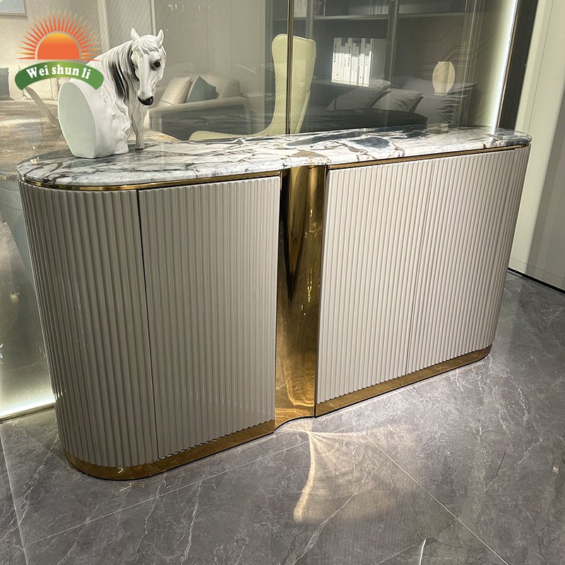 Home Furniture Dining Room Set Rectangle Dinning Table Modern Golden Stainless Steel Base Luxury Marble Dining Table And 6 Chair