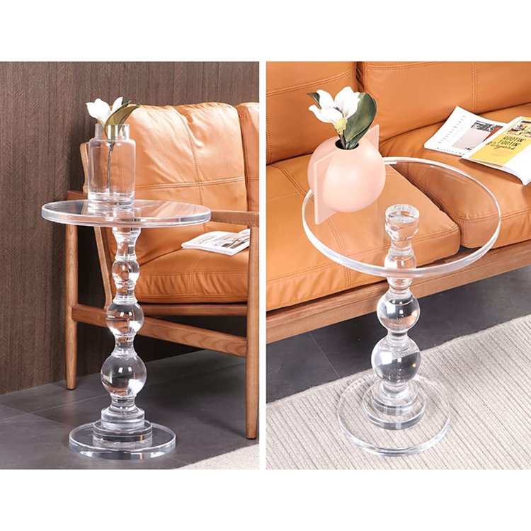 Coffee Table Acrylic Side Table Nightstand Showroom Lobby Art Gallery Decorative Acrylic End Table Round Crystal