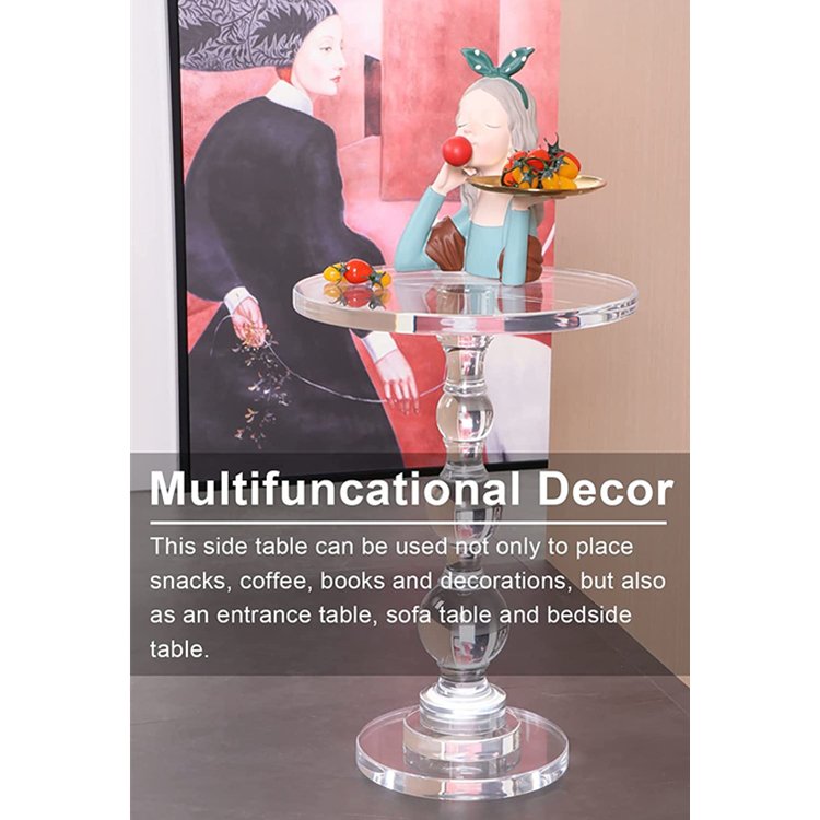 Coffee Table Acrylic Side Table Nightstand Showroom Lobby Art Gallery Decorative Acrylic End Table Round Crystal