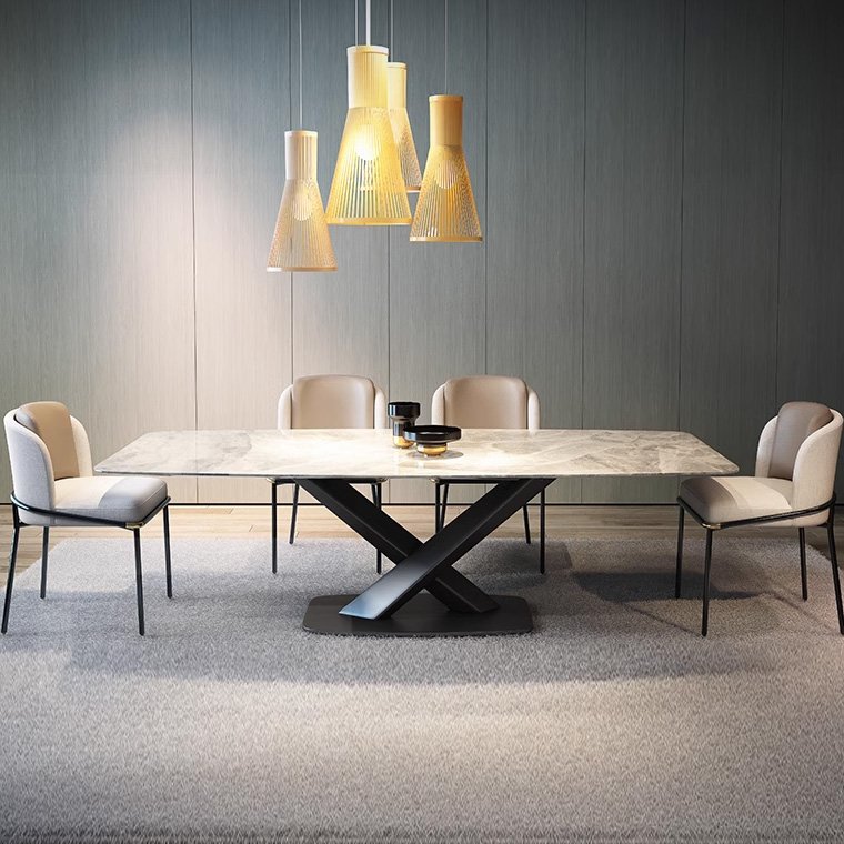 French style dining room furniture rectangular 8 seater table and chair luxury hotel marble stone top dining table