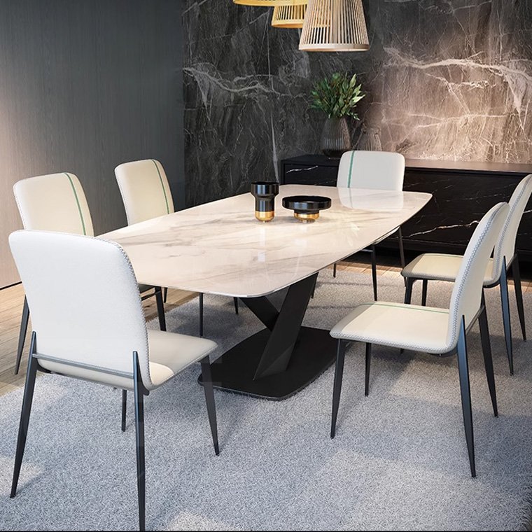 French style dining room furniture rectangular 8 seater table and chair luxury hotel marble stone top dining table