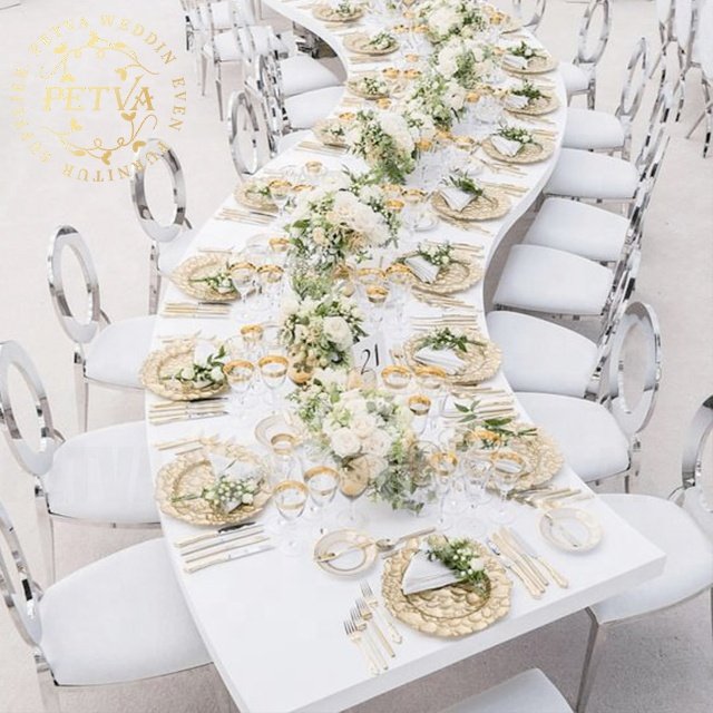wholesale factory furniture wedding chairs and tables metal gold stainless steel hotel reception event banquet tables