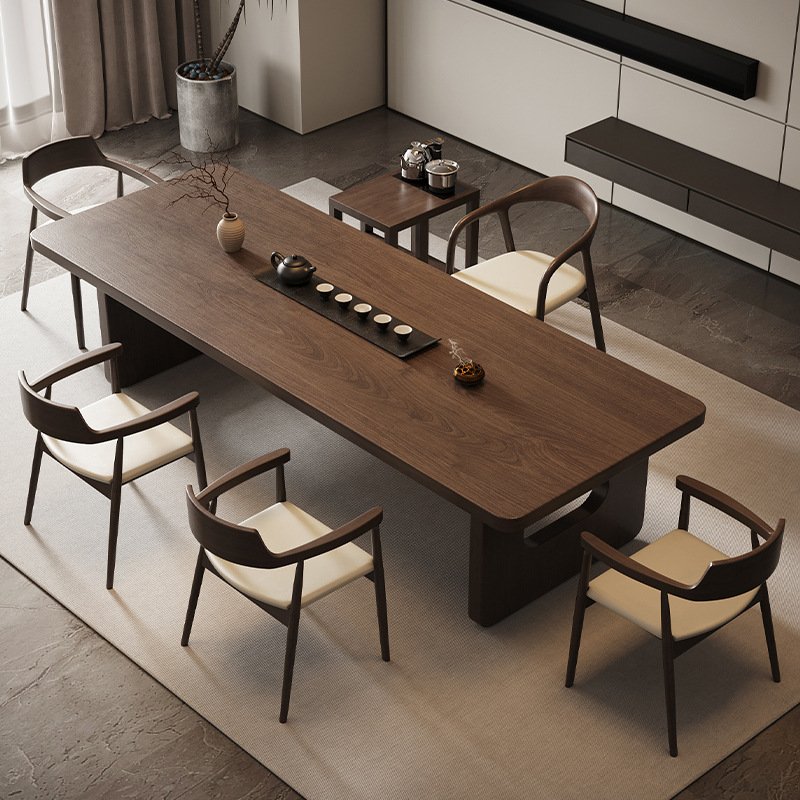 Nordic black walnut dining table and chair irregular household solid wood negotiation conference table