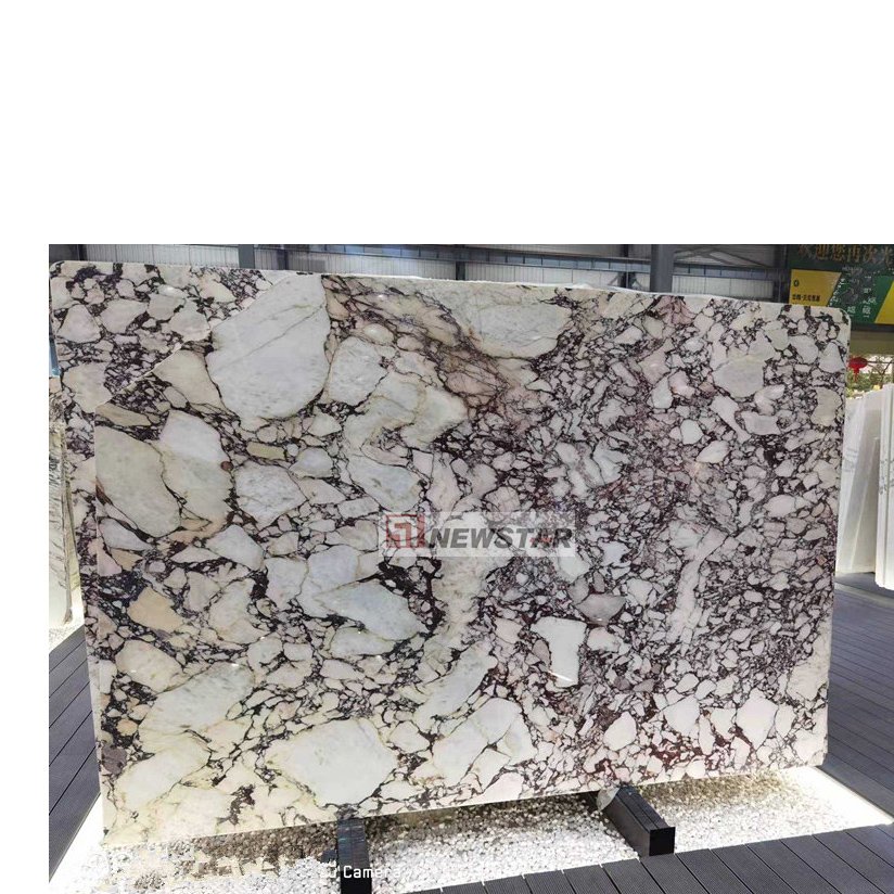 Hot sale white marble purple vein luxury Italian stone indoor kitchen table oval shape top Calacatta Viola marble dining table
