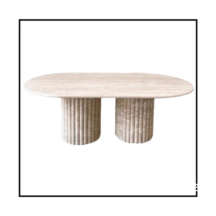 High Quality Oval Shape Marble Dining Table Travertine Stone Coffee Table