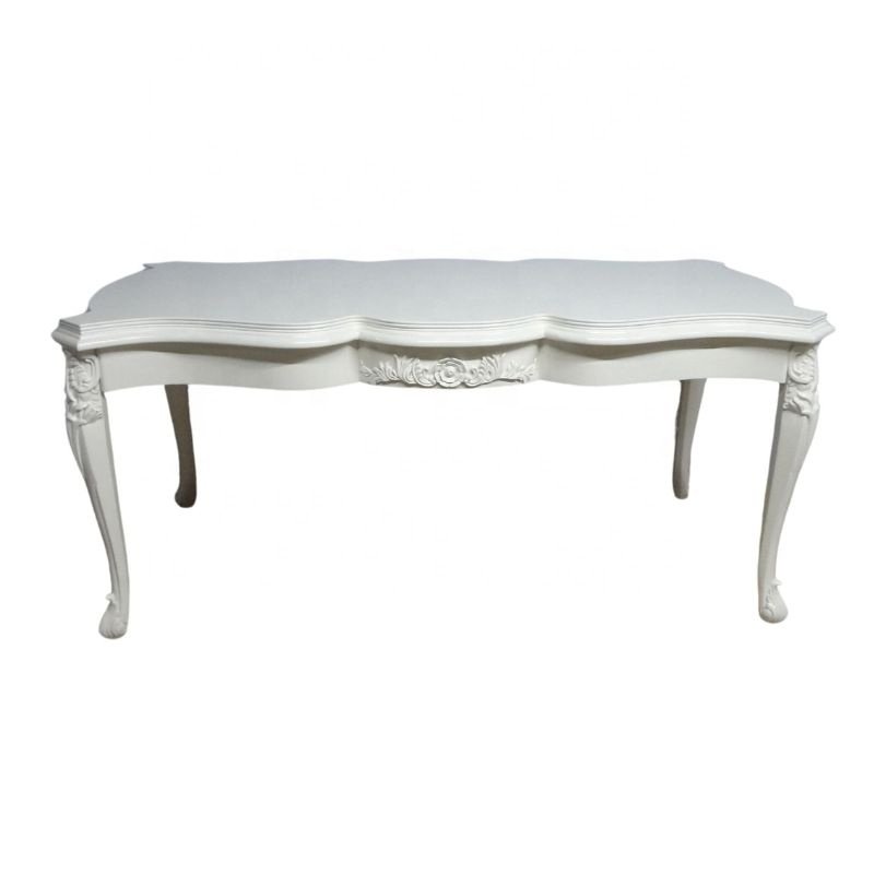 White Dining Table Antique Table Rose Carving Dining Table