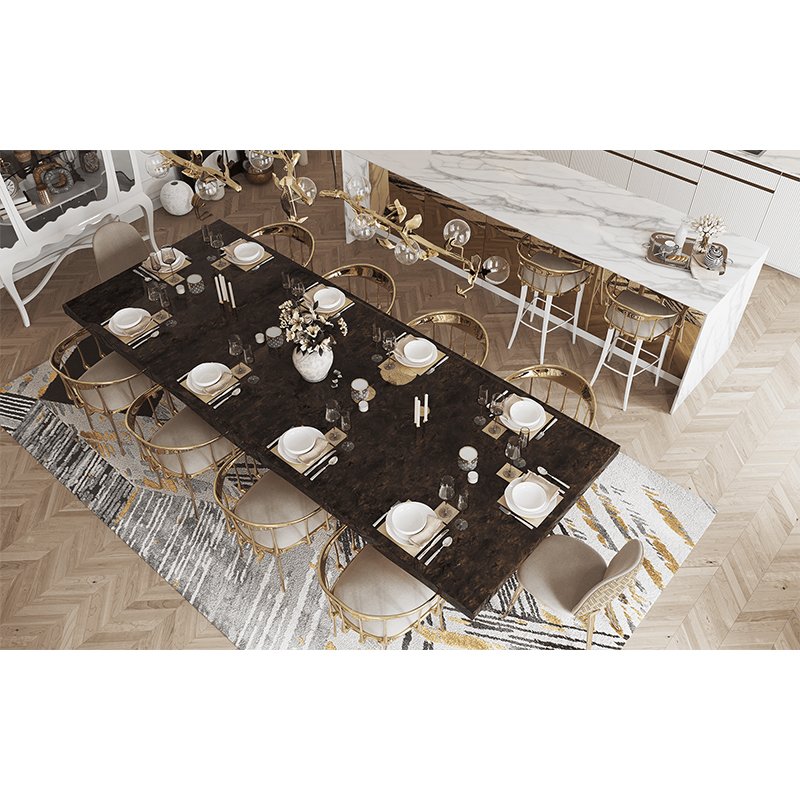 Italian dining room furniture High Gloss Lacquer Hotel Project Oak Marble Dining Table Luxury