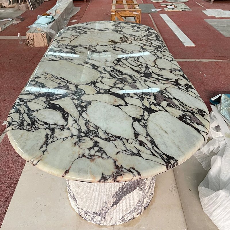 Customized Size Italian Natural Stone Calacatta Viola Marble Dining Table for Villa Living Room Dining Room
