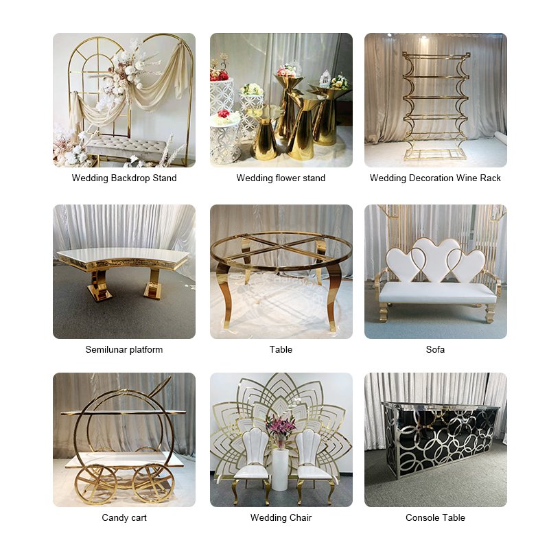 Modern Luxury Wedding Banquet Table Gold Stainless Steel Base Tempered Glass Top Outdoor Hotels Living Rooms Furniture