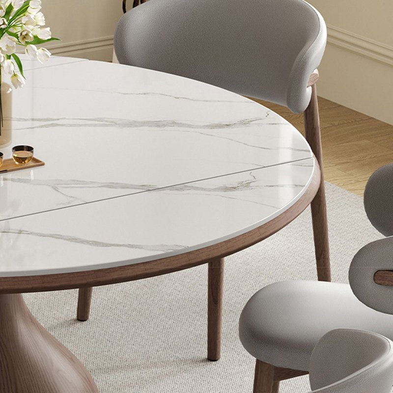Solid wood rock board dining table and chair combination retractable dual-purpose with induction cooker folding dining table