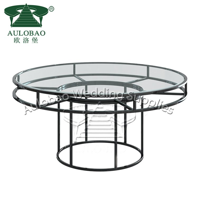 Black metal frame round high top glass dining restaurant table and chairs