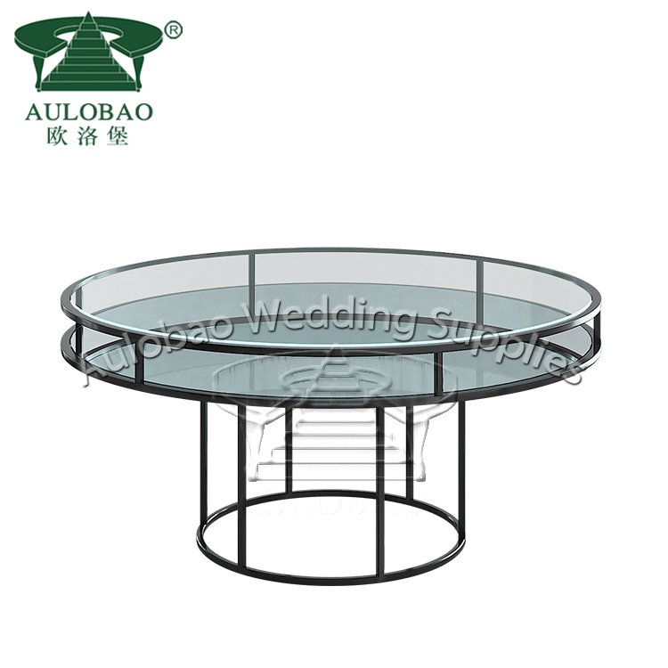 Black metal frame round high top glass dining restaurant table and chairs