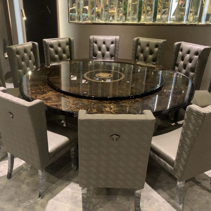 Italian Design Luxury 4-Seater round Dining Table and Chair Set Modern Style High-End Marble Table for Kitchen and Dining Room
