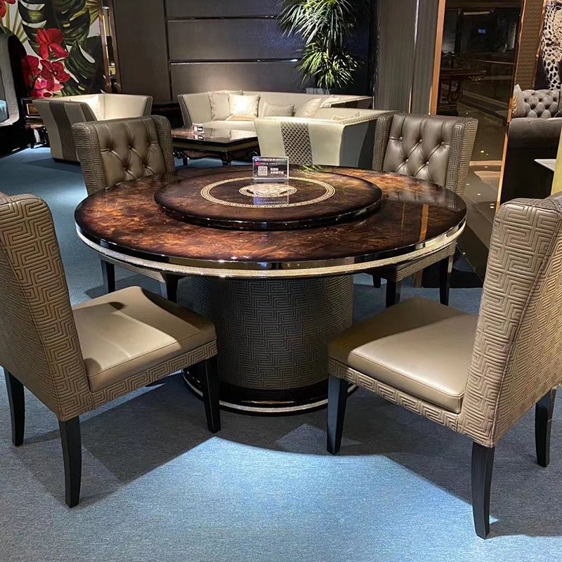 Italian Design Luxury 4-Seater round Dining Table and Chair Set Modern Style High-End Marble Table for Kitchen and Dining Room
